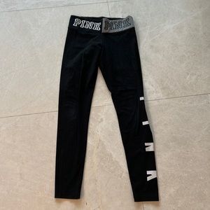 PINK black yoga logo legging size small